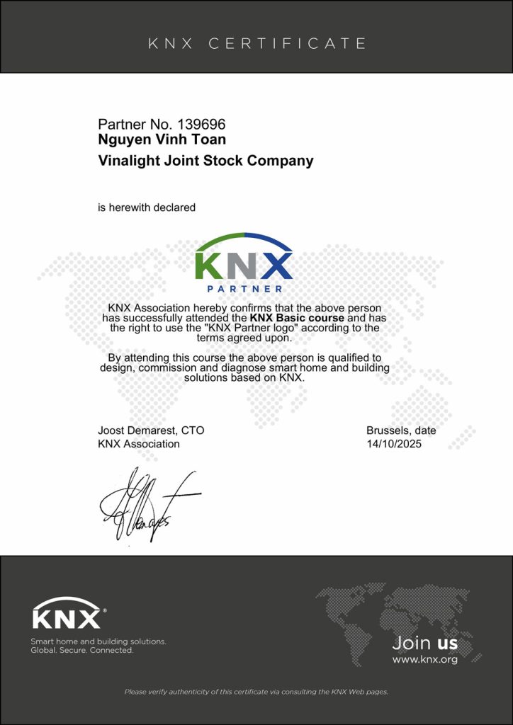 Vinalight trở thành KNX Partner của Hiệp hội KNX Toàn cầu